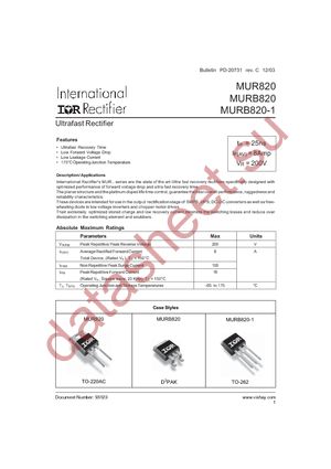 MURB820-1 datasheet  